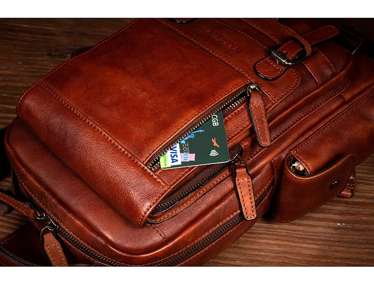 Men's Handmade Leather Chest Bag — Top-Grain Cowhide Sling