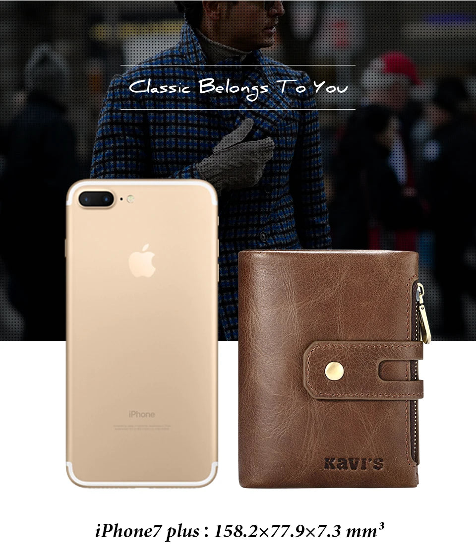 RFID Leather Bifold Wallet — Zip Coin Pocket for Men & Women