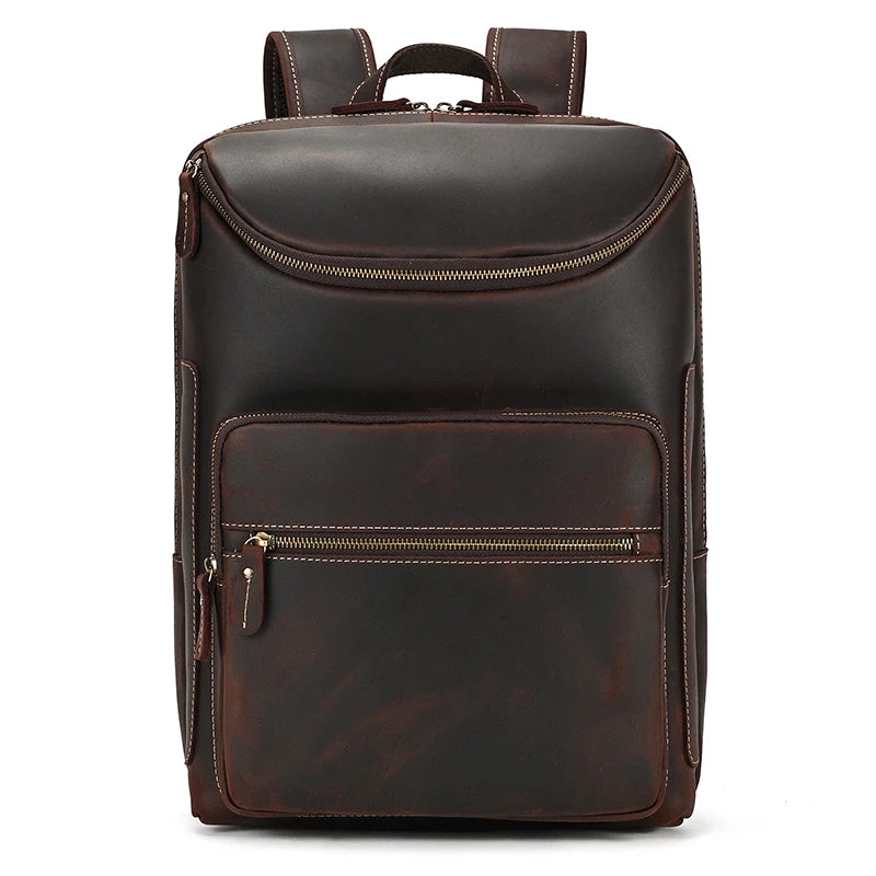 Unisex Vintage Crazy Horse Leather Backpack