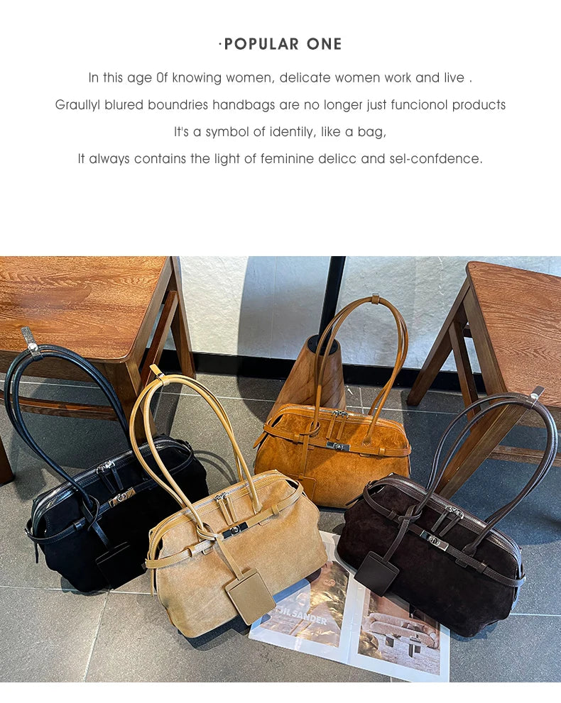 Women's Water-Resistant Suede Leather Tote