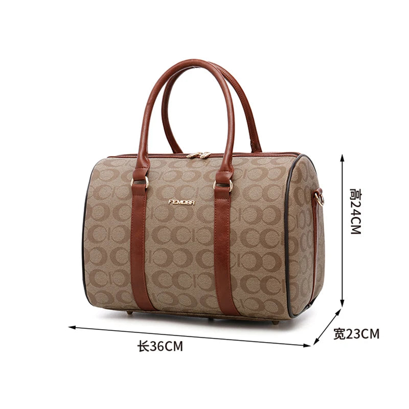 Leather Rolling Luggage Set — Suitcase with Handbag & Carry-On