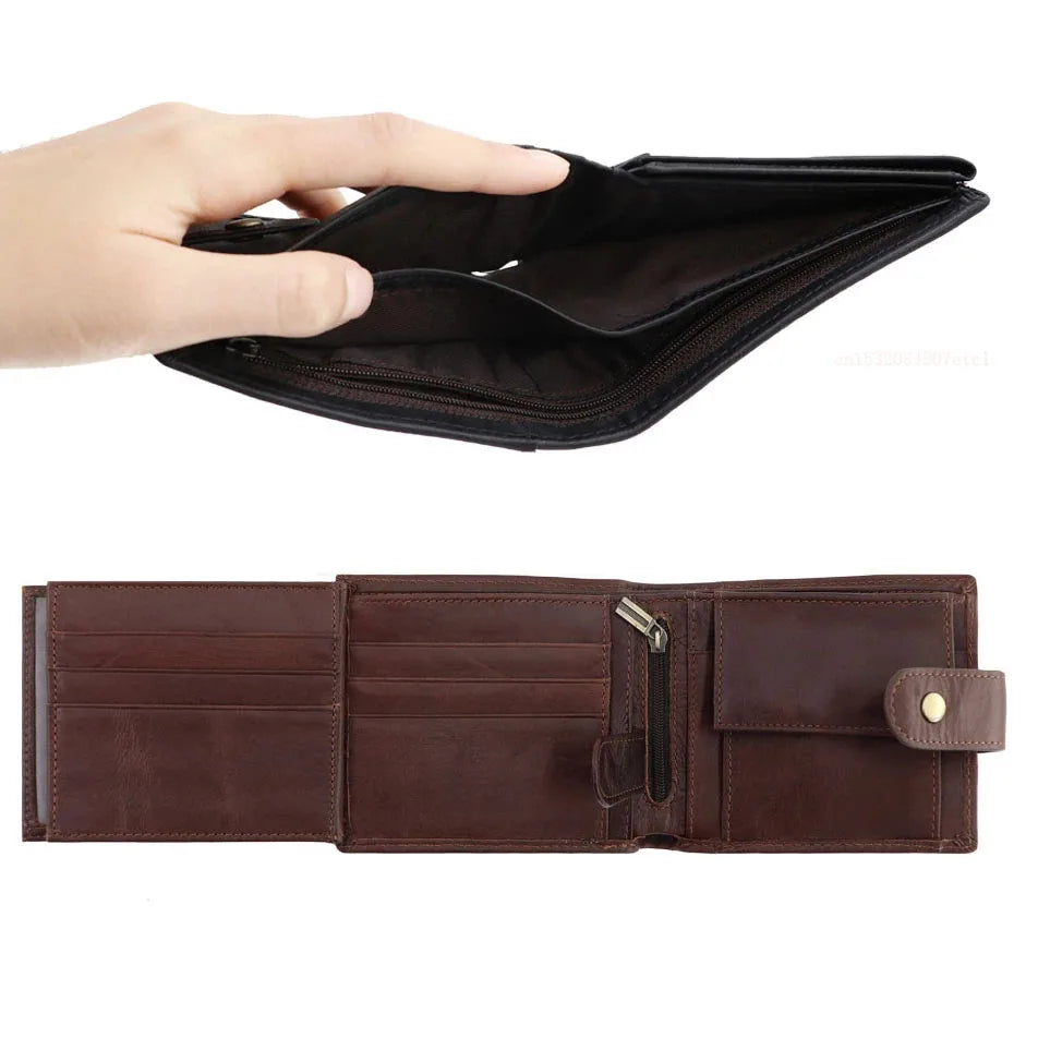 RFID Genuine Leather Men's Wallet — Slim Bifold Card Holder