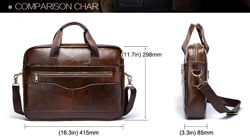 Men's Genuine Leather Briefcase – Laptop & Office Shoulder Bag