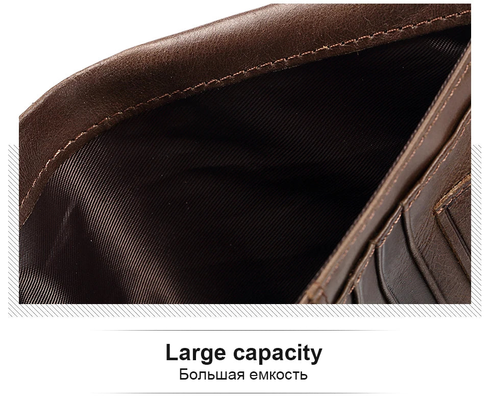 RFID Leather Bifold Wallet — Zip Coin Pocket for Men & Women