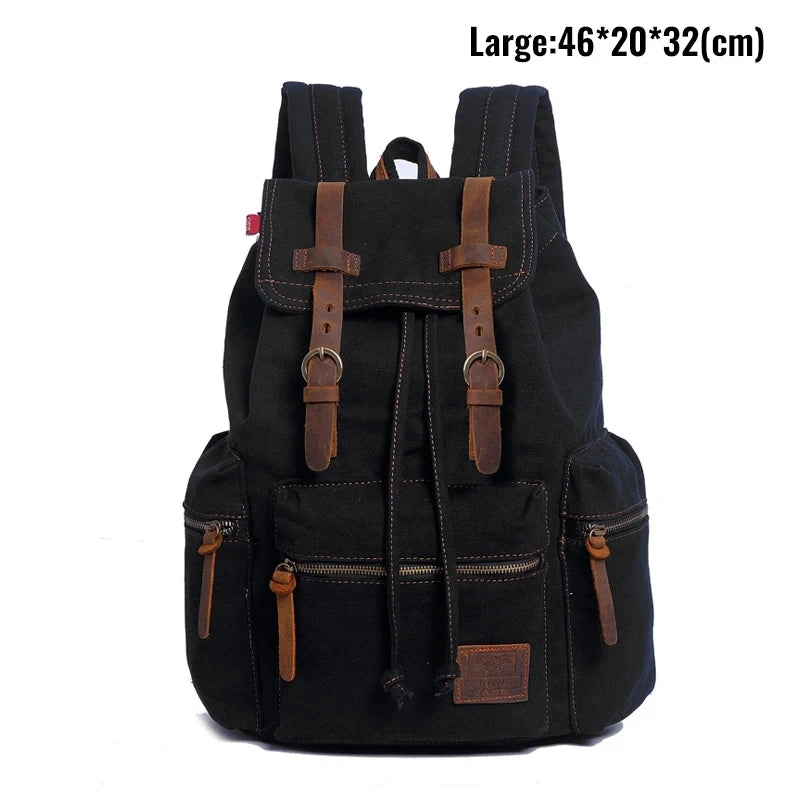Retro Canvas Laptop Backpack — Vintage 36–55L Travel Rucksack
