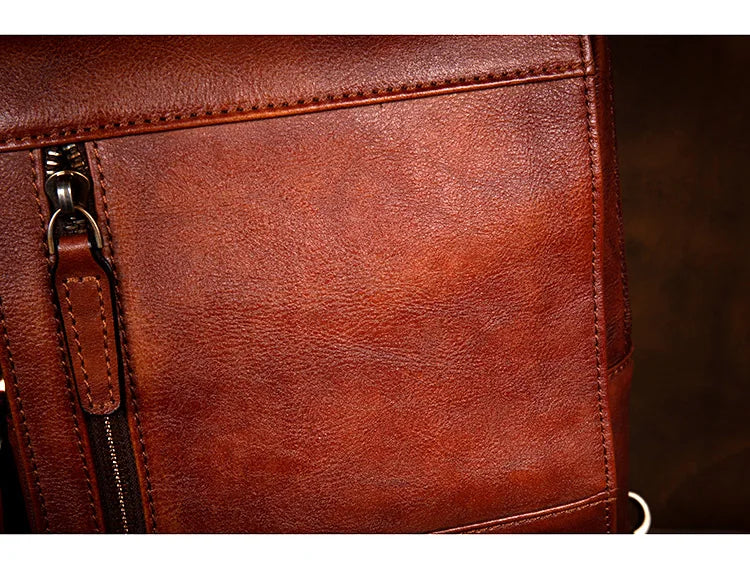 Men's Handmade Leather Chest Bag — Top-Grain Cowhide Sling
