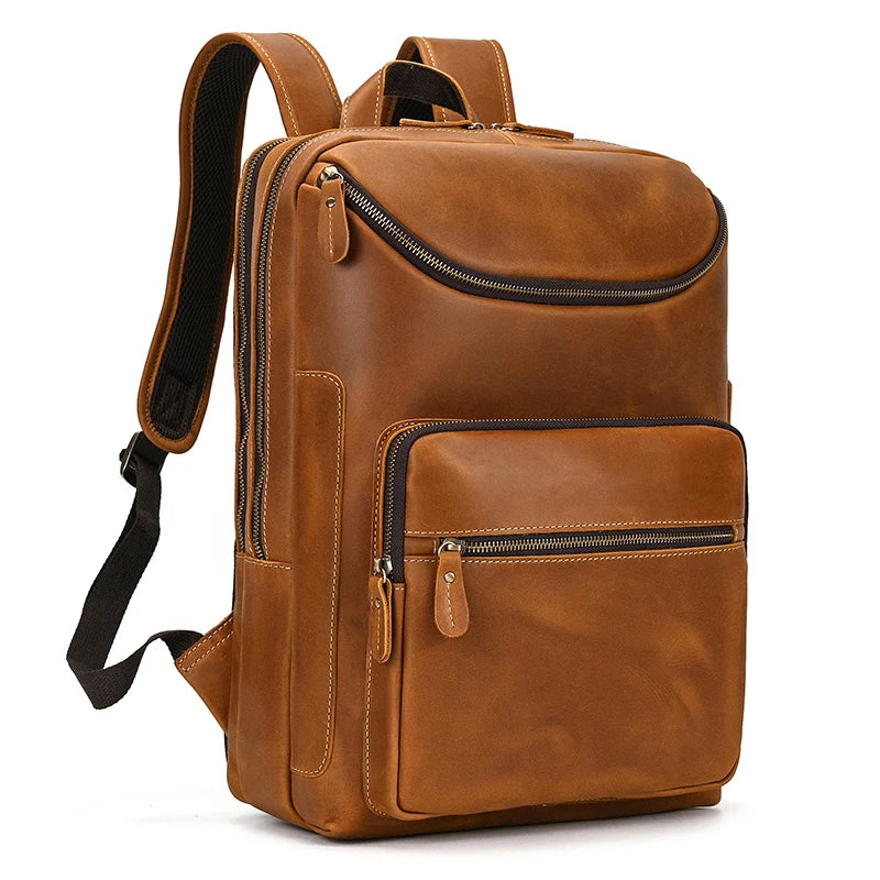 Unisex Vintage Crazy Horse Leather Backpack