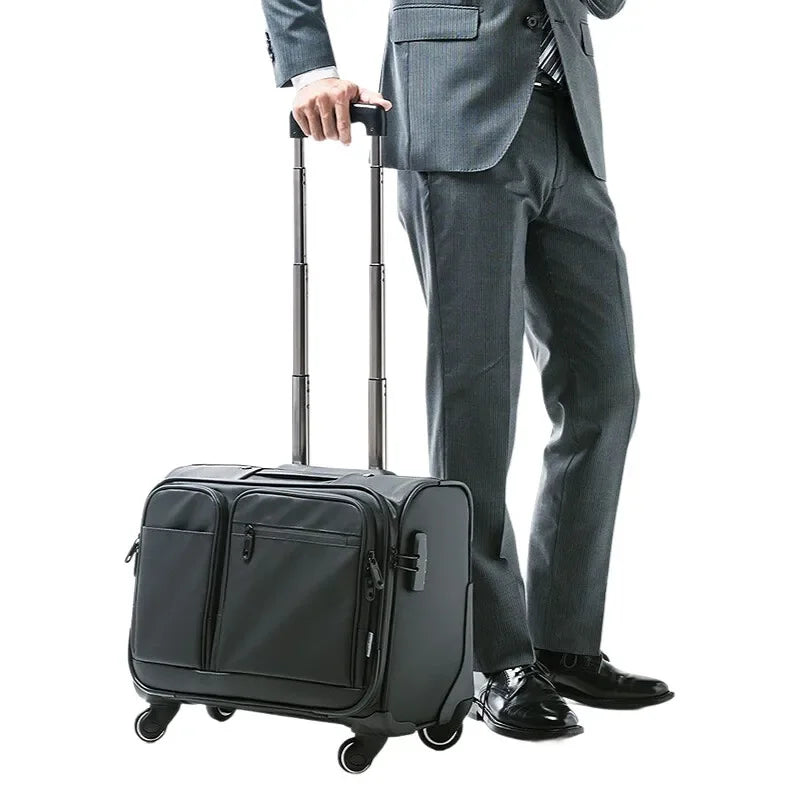 Business Trolley Suitcase — Waterproof 15.6" Laptop Luggage