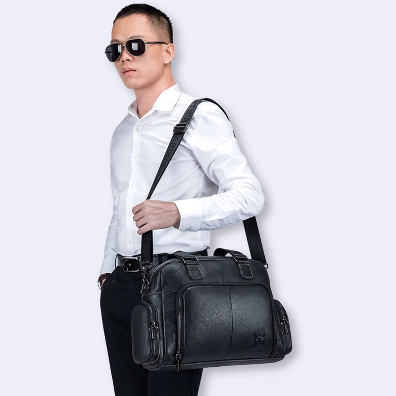 Men's Genuine Leather Briefcase – Vintage Cowhide Laptop Shoulder Bag