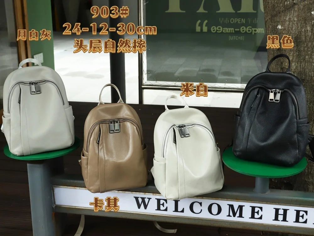 Women's Waterproof Leather Day Backpack