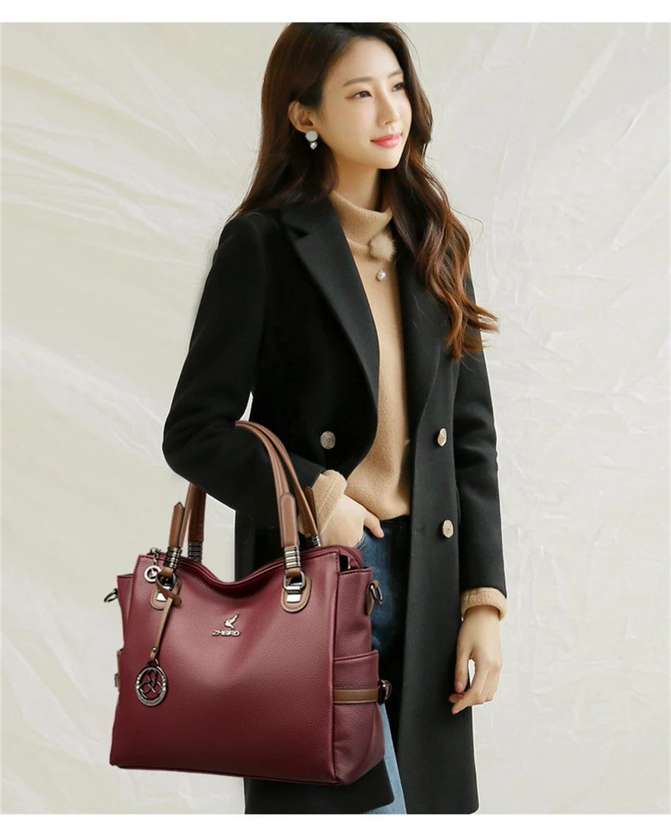 Women's Genuine Leather Crossbody Shoulder Bag – Large Luxury Handbag