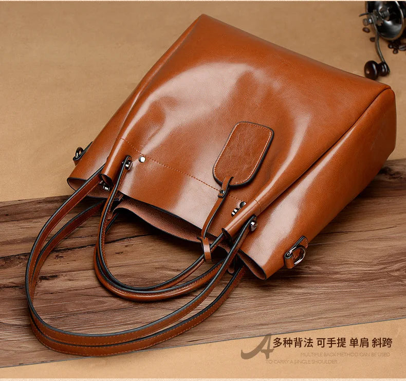 Women's Slouchy Waxed Leather Convertible Shoulder Bag