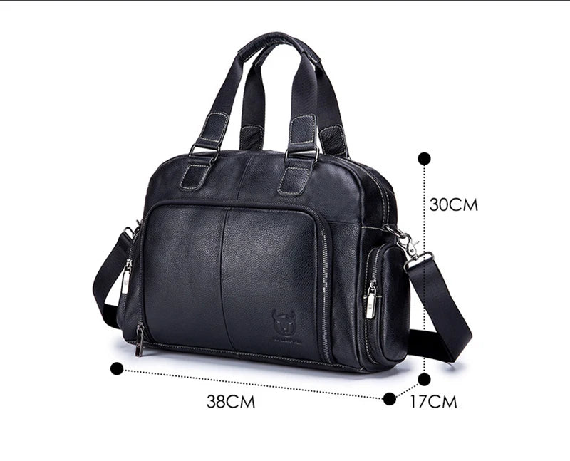 Men's Genuine Leather Briefcase – Vintage Cowhide Laptop Shoulder Bag
