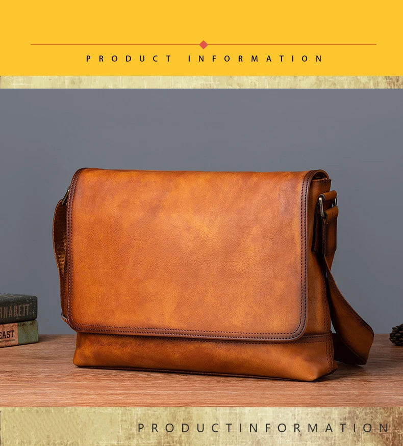 Men's Genuine Leather Briefcase – Large Capacity Shoulder Messenger Bag