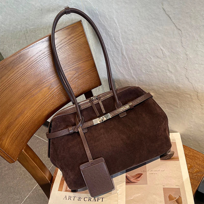 Women's Water-Resistant Suede Leather Tote