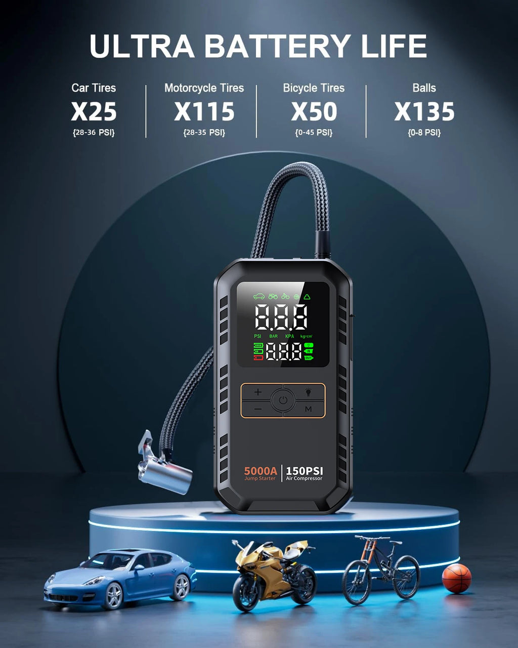 Northbound 4-in-1 Jump Starter — Portable Power Bank with Air Compressor