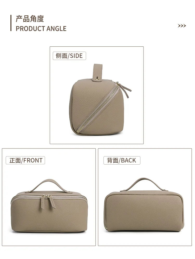 Genuine Leather Travel Cosmetic Bag