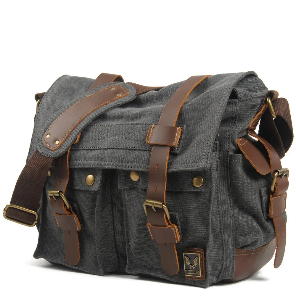 Vintage Canvas & Leather Messenger Bag