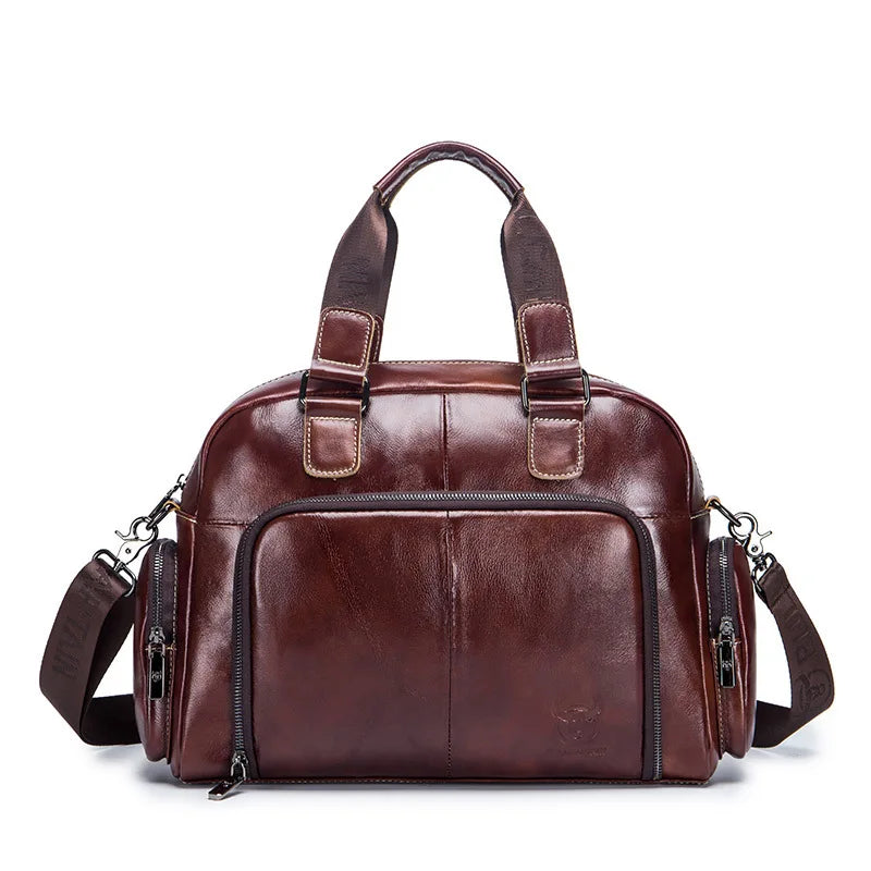 Men's Genuine Leather Briefcase – Vintage Cowhide Laptop Shoulder Bag