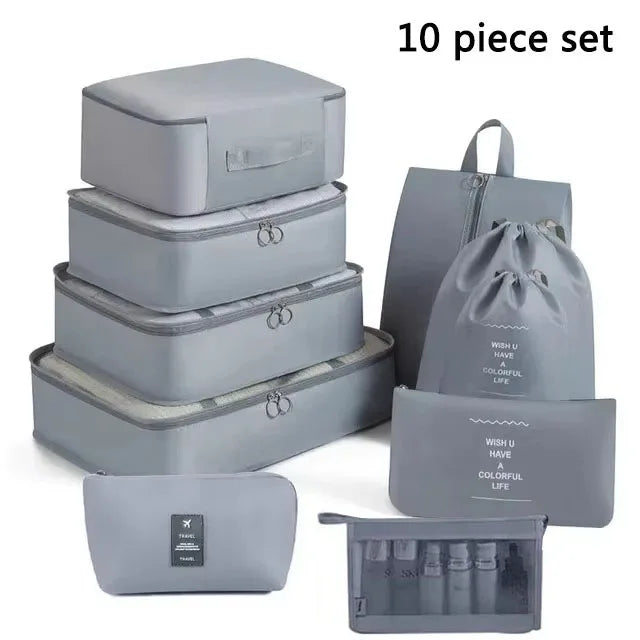Travel Storage Bags Set – Clothes, Toiletries & Shoes Packing Organisers