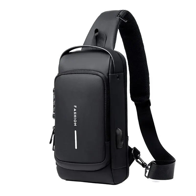 Men's Crossbody Chest Bag — Anti-Theft PU Leather Shoulder Bag
