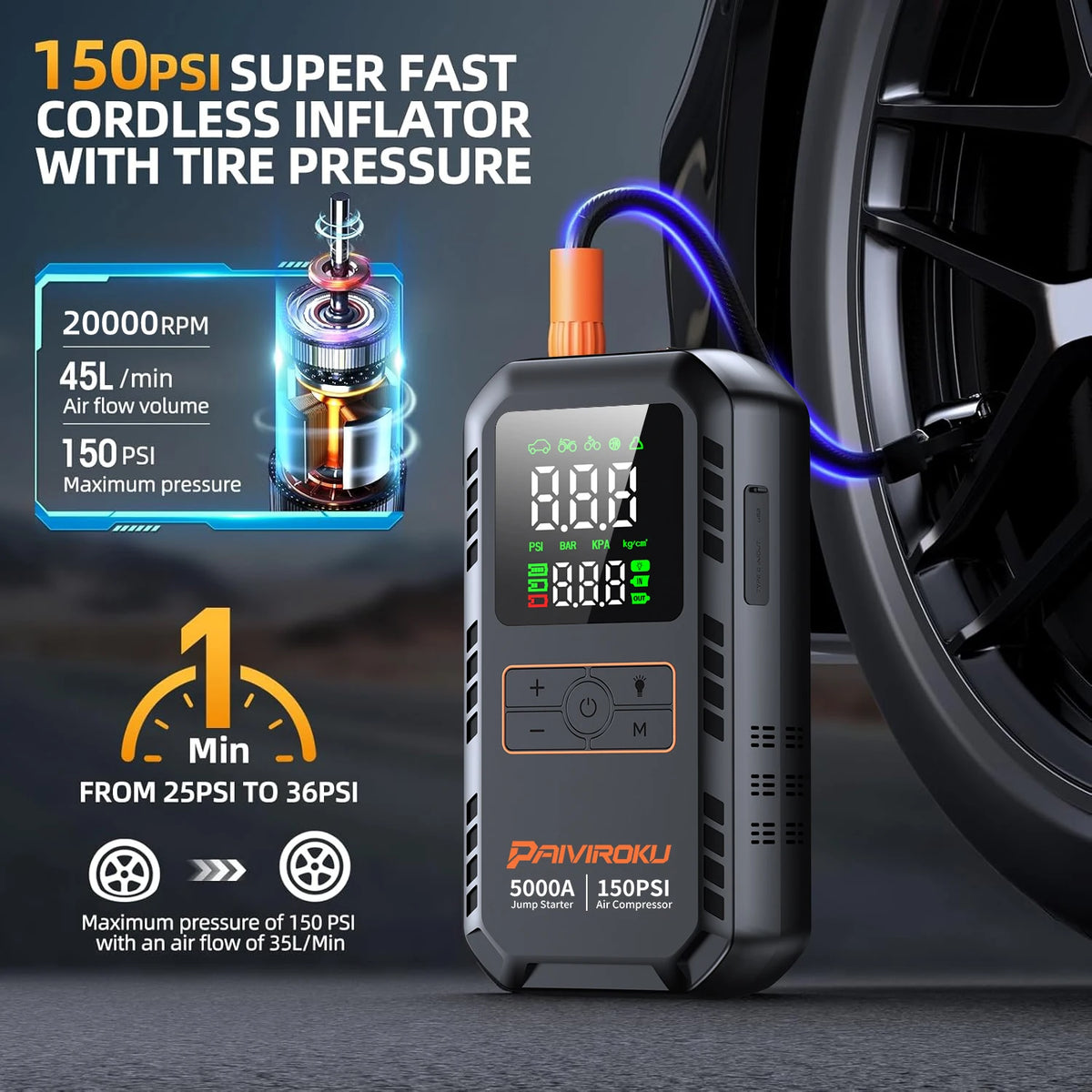 Northbound 4-in-1 Jump Starter — Portable Power Bank with Air Compressor