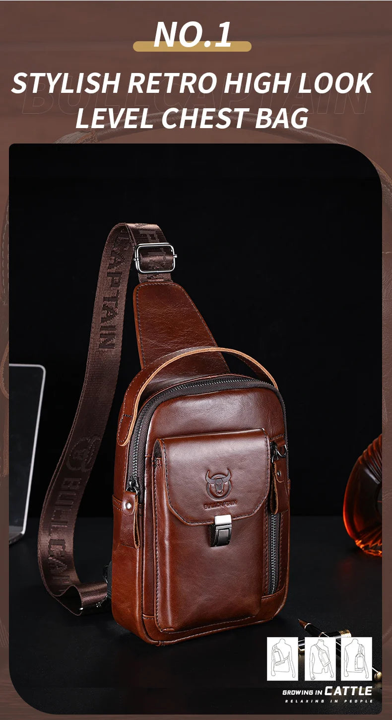 Waxed Canvas Chest Bag — Multi-Pocket Crossbody Sling for Travel
