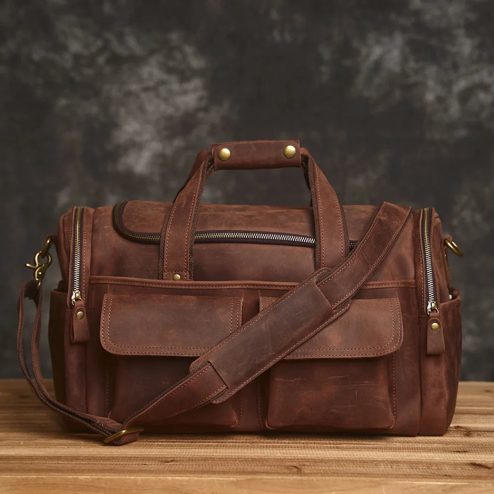 Vintage Leather Travel Messenger Bag