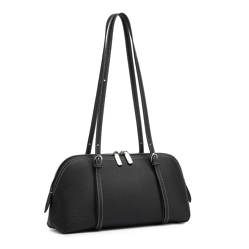 Women's Structured Leather Baguette Bag
