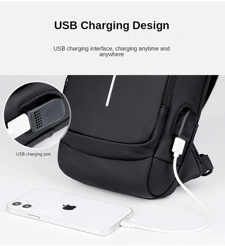 Men's Crossbody Chest Bag — Anti-Theft PU Leather Shoulder Bag