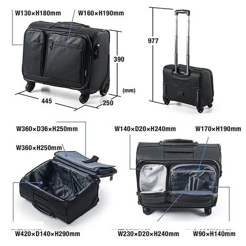 Business Trolley Suitcase — Waterproof 15.6" Laptop Luggage