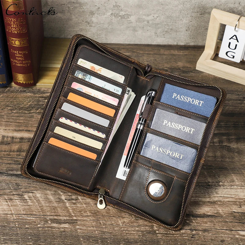 Leather Family Passport Wallet with AirTag Slot