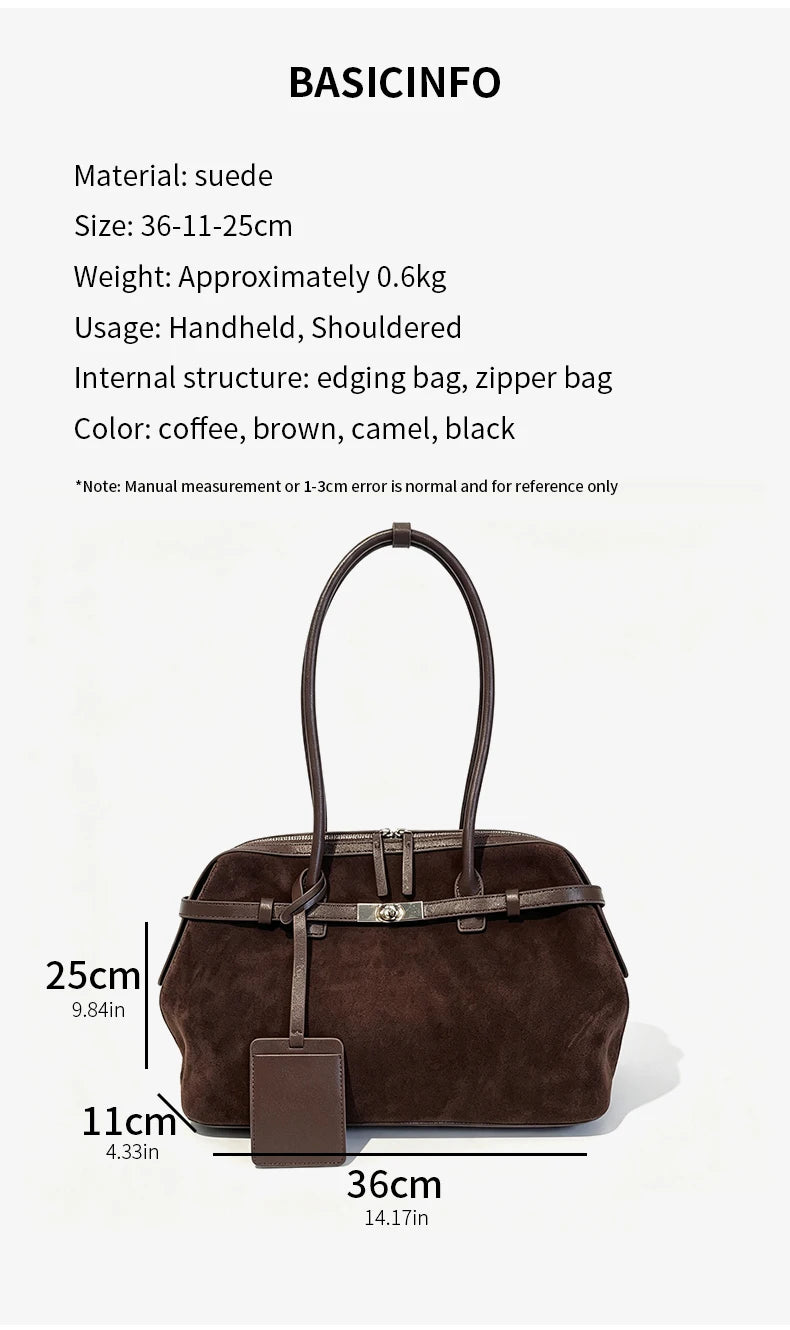 Women's Water-Resistant Suede Leather Tote