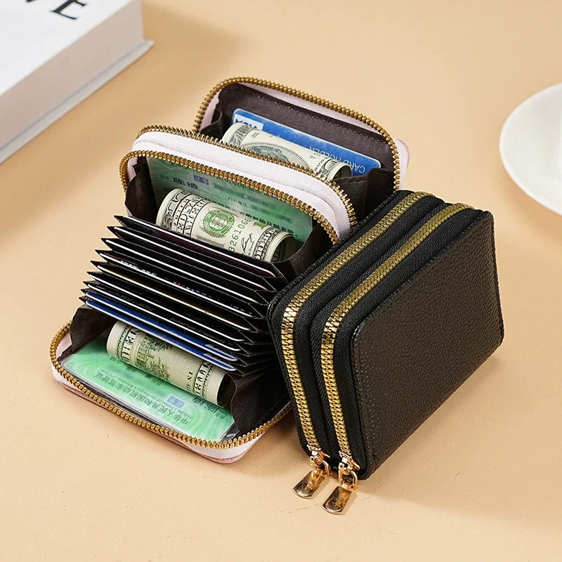 RFID Mini Wallet — Unisex PU Leather Zip Coin Purse