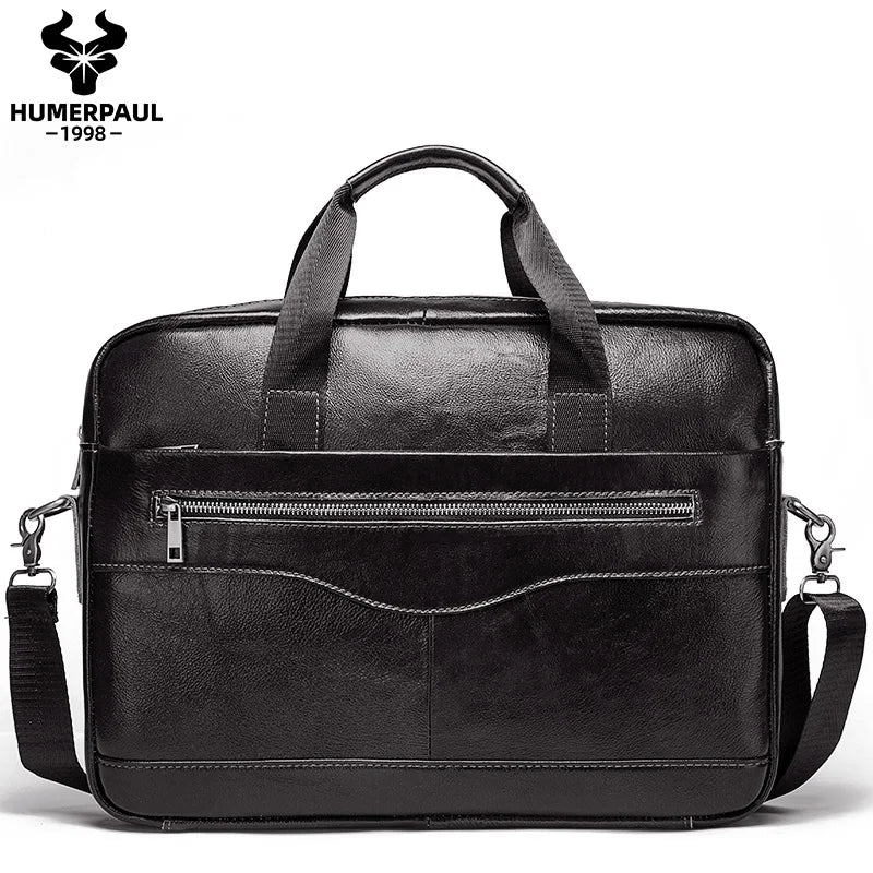 Men's Genuine Leather Briefcase – Laptop & Office Shoulder Bag