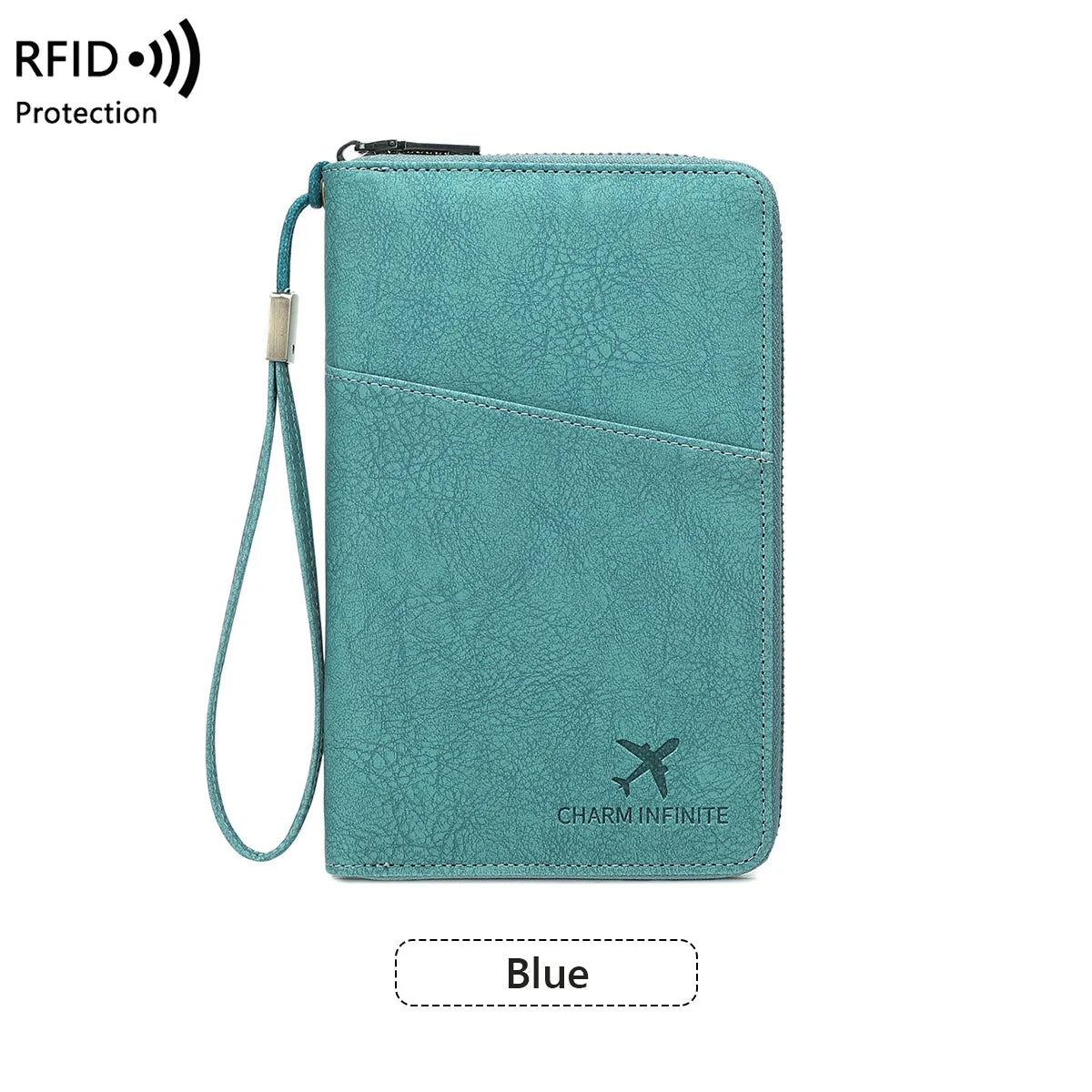 RFID Family Passport Wallet — Leather Travel Organiser with Wrist Strap