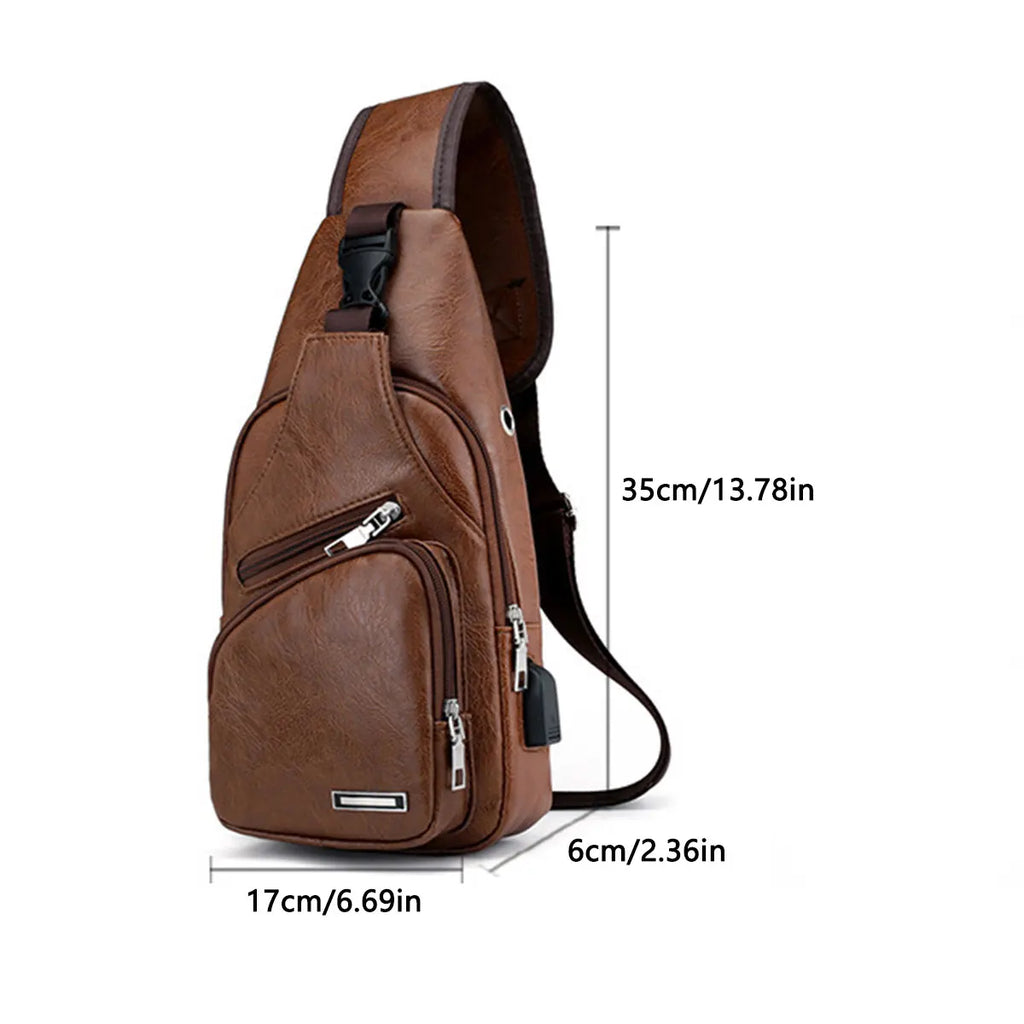 PU Leather Crossbody Bag — Multi-Pocket Outdoor Shoulder Bag