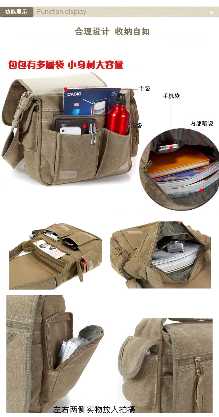 Men's Vintage Canvas Crossbody Bag