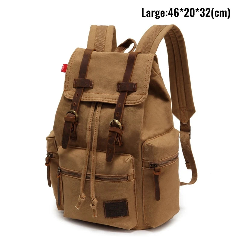 Retro Canvas Laptop Backpack — Vintage 36–55L Travel Rucksack