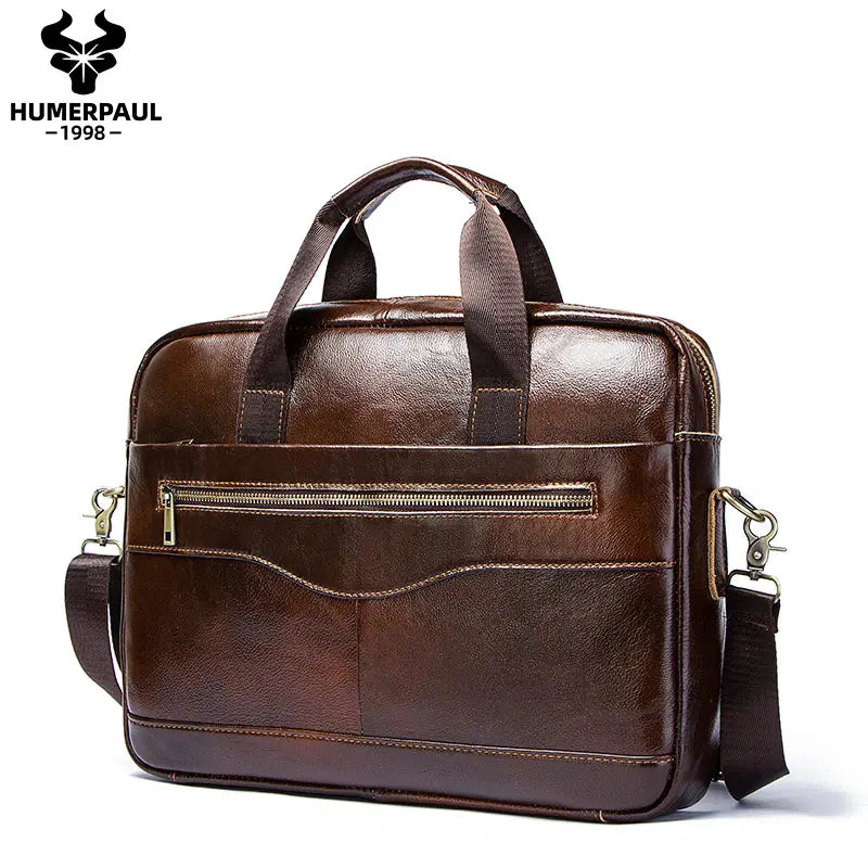Men's Genuine Leather Briefcase – Laptop & Office Shoulder Bag