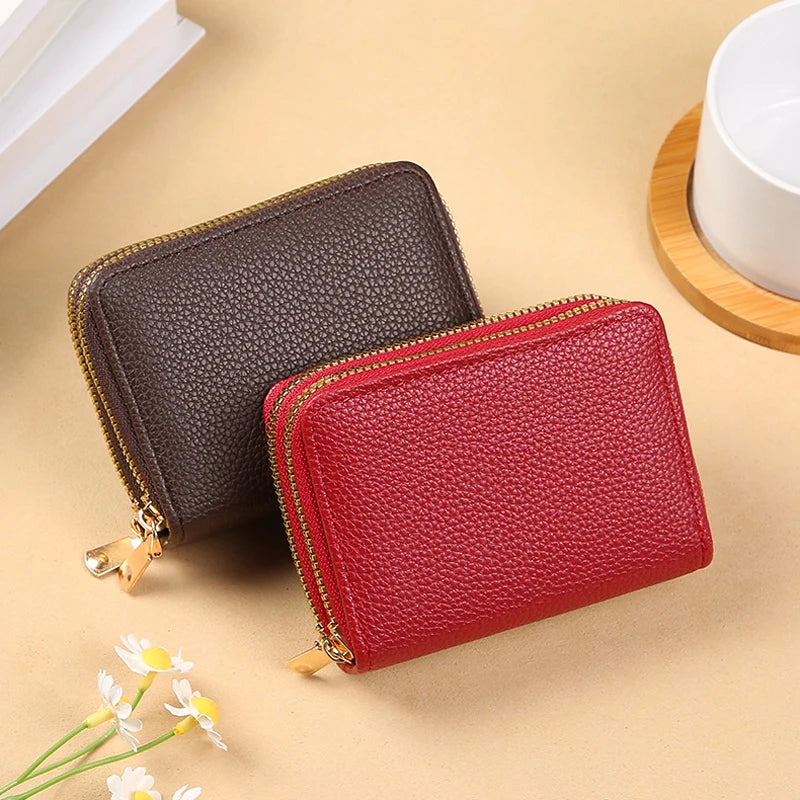 RFID Mini Wallet — Unisex PU Leather Zip Coin Purse