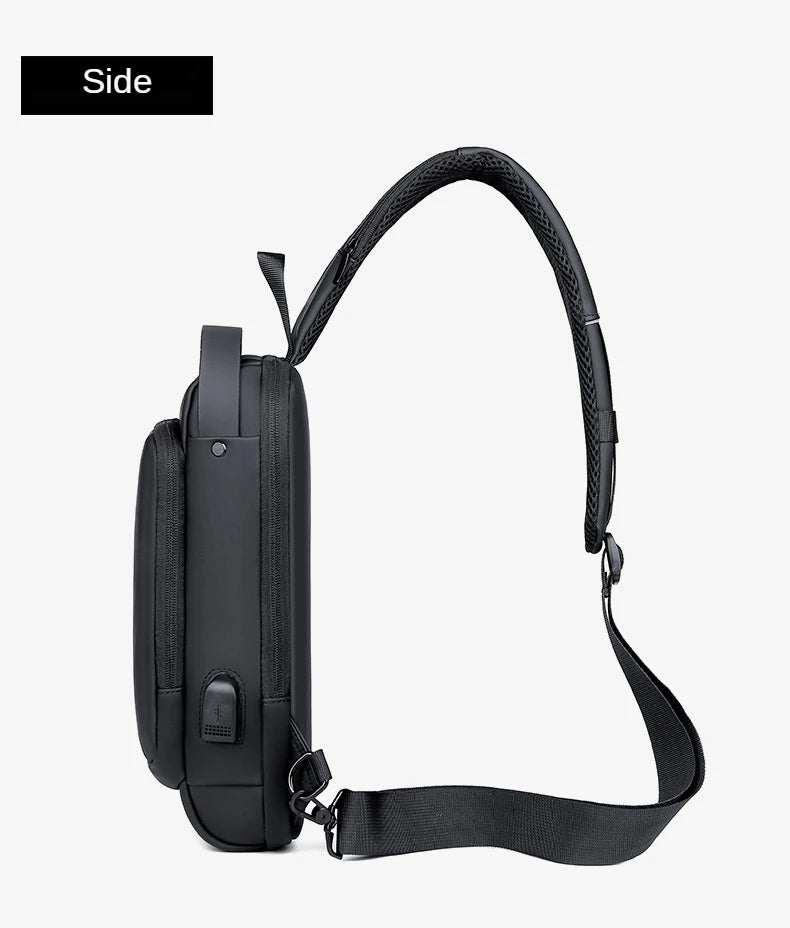 Men's Crossbody Chest Bag — Anti-Theft PU Leather Shoulder Bag