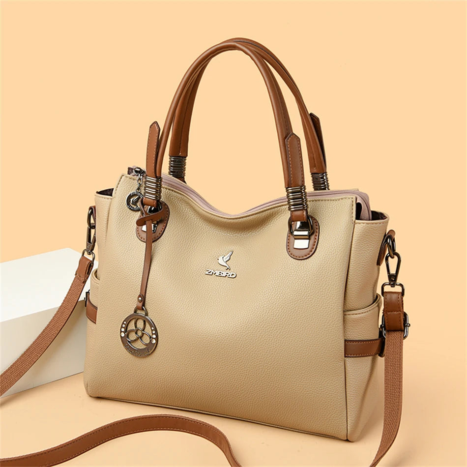 Women's Genuine Leather Crossbody Shoulder Bag – Large Luxury Handbag