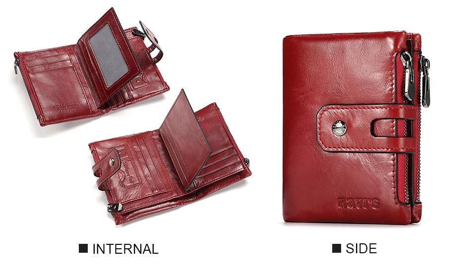 RFID Leather Bifold Wallet — Zip Coin Pocket for Men & Women