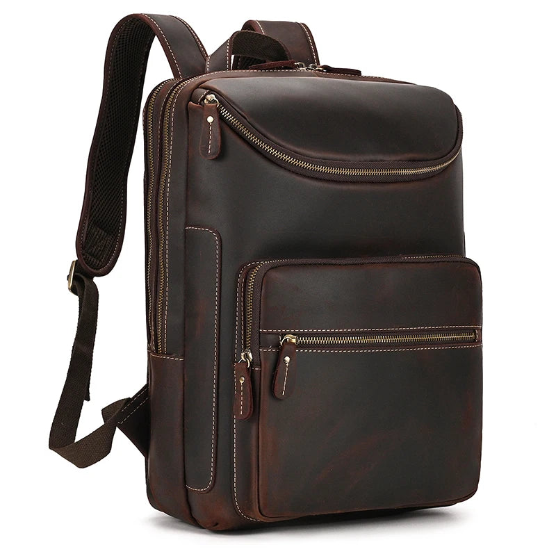 Unisex Vintage Crazy Horse Leather Backpack