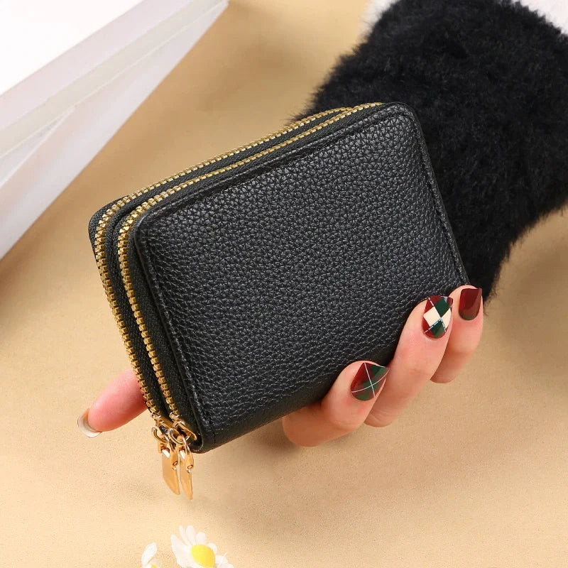 RFID Mini Wallet — Unisex PU Leather Zip Coin Purse