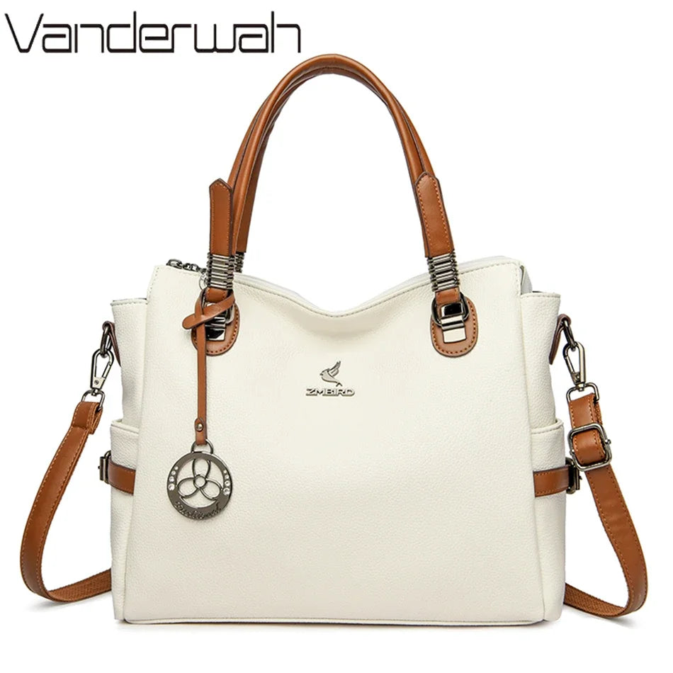 Women's Genuine Leather Crossbody Shoulder Bag – Large Luxury Handbag