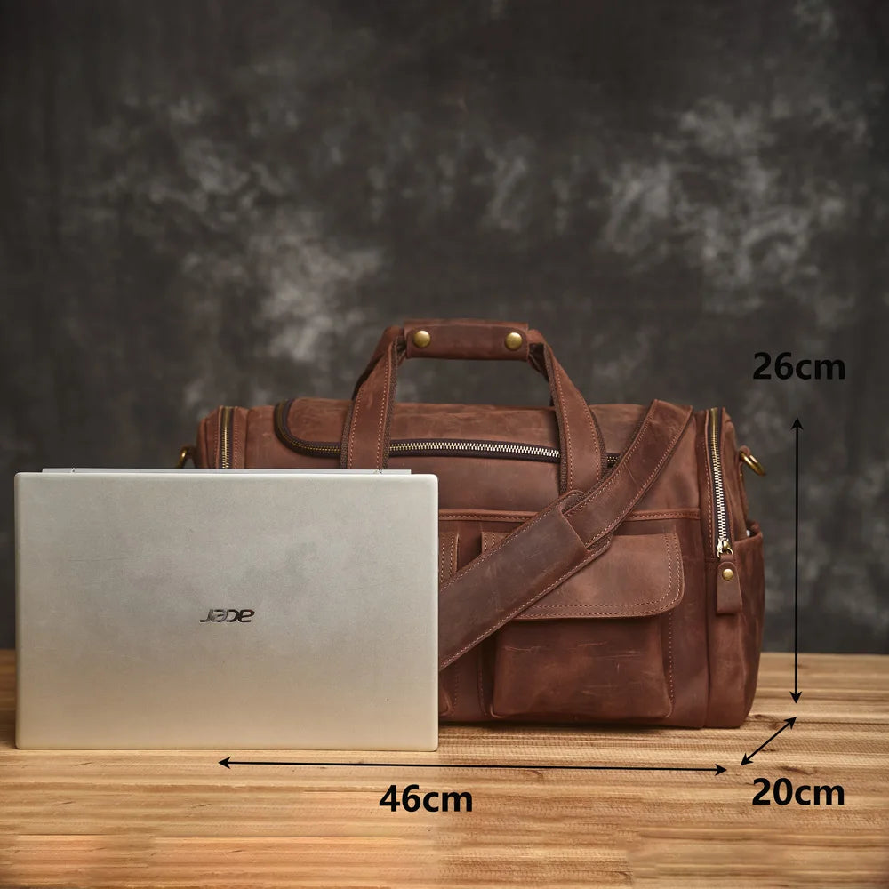 Vintage Leather Travel Messenger Bag