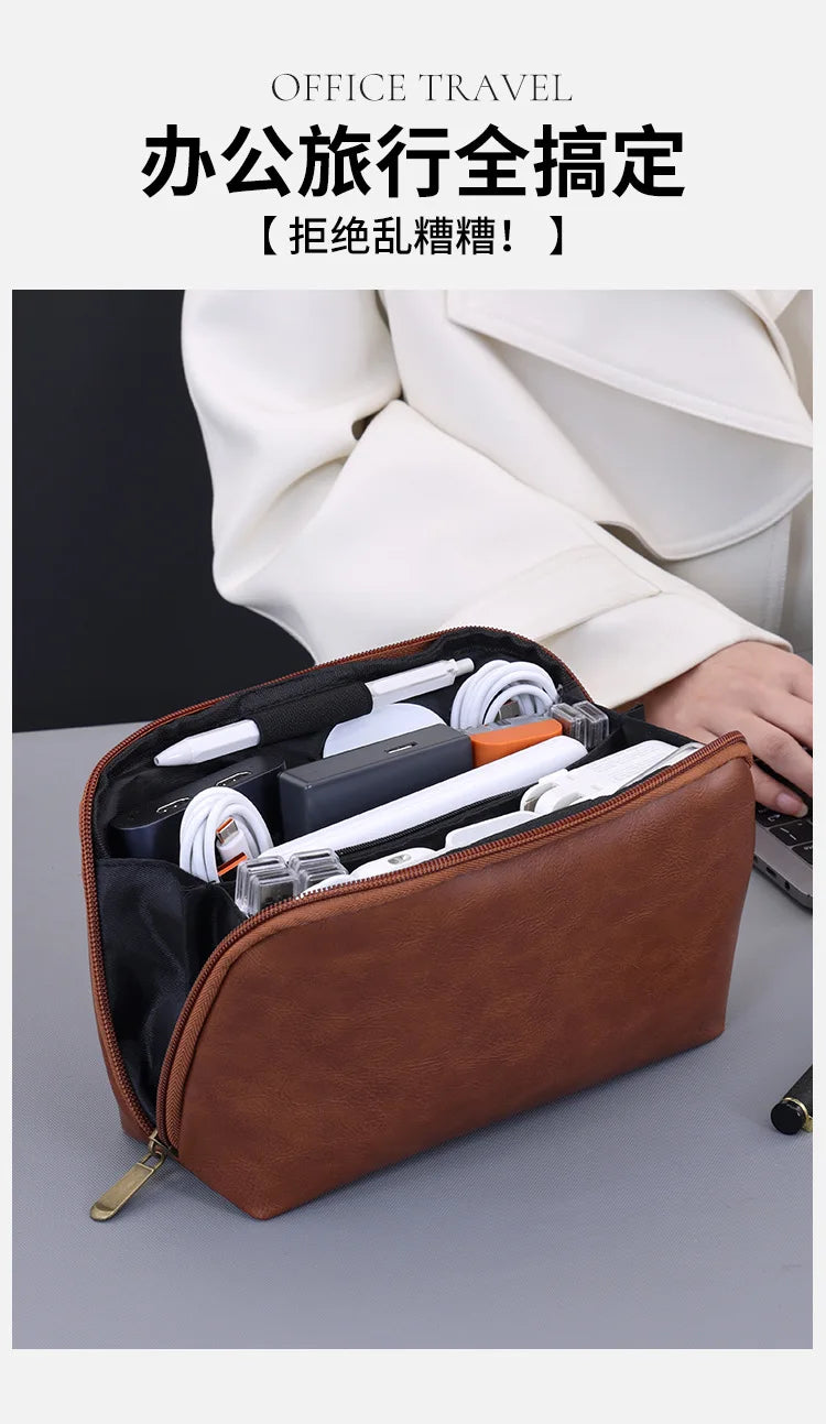 Northbound Tech Pouch — Large Leather Cable Organiser Bag