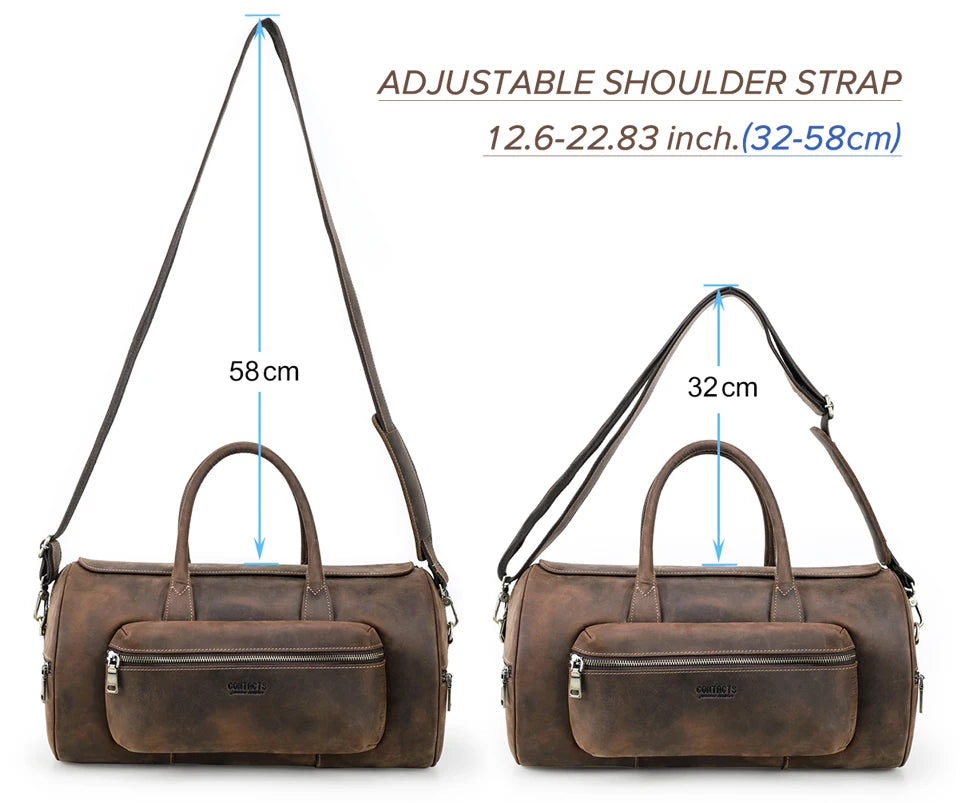 Men's Crazy Horse Leather Tote Bag – Large Travel Crossbody